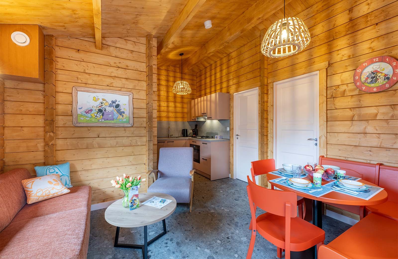 Woonkamer keuken woezel pip lodge